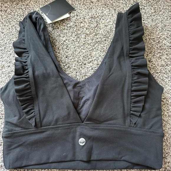 Senita Athletics Black Ruffle Activewear Top - Picture 4 of 6